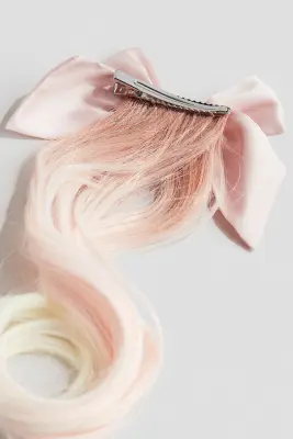 Barrette avec extensions - Rose clair/blanc