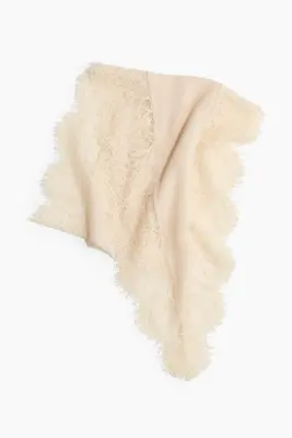 Lace-trimmed scarf - Beige clair