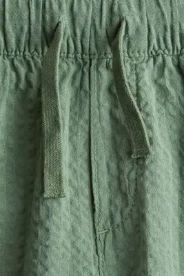 Pantalon en seersucker de coton - Vert kaki