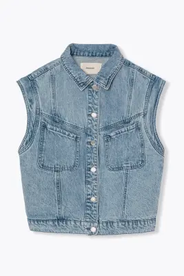 Veste jean sans manches LEONIE