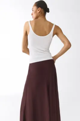 Jupe maxi en satin - Marron foncé