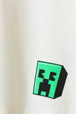 T-shirt en coton avec motif imprimé - Blanc/Minecraft