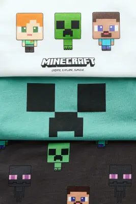 Lot de 3 T-shirts imprimés - Vert/Minecraft