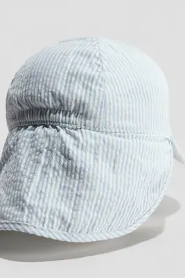 Casquette de soleil en coton - Bleu clair/rayures blanches