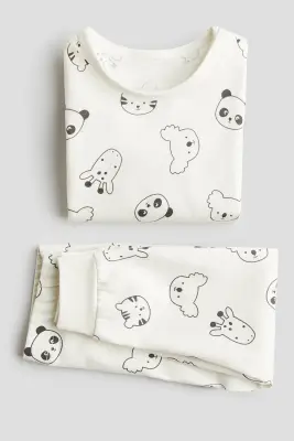 Pyjama imprimé en coton - Crème/animaux