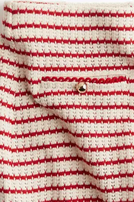 Short en maille texturée - Crème/rayures rouges