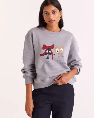 Sweat-shirt Marty Cœur et pique gris chiné