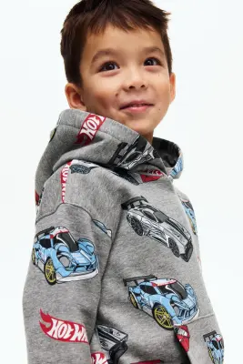 Hoodie imprimé - Gris chiné/Hot Wheels