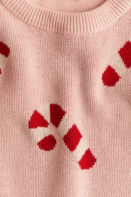 Pull en coton à motif - Rose ancien/sucres d'orge