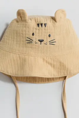 Chapeau de soleil avec détail brodé - Beige/lion