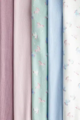 Lot de 5 leggings en coton - Rose clair/licornes