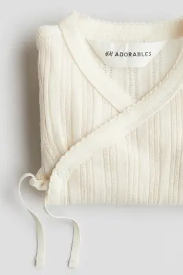Body en jersey pointelle - Crème
