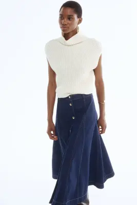 Jupe trapèze en denim - Bleu denim foncé