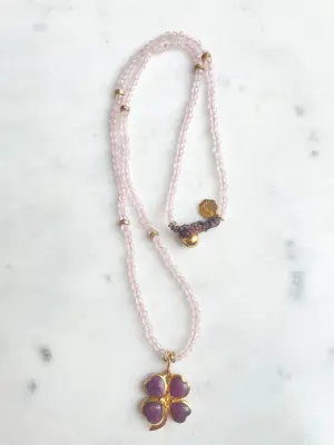 Nouveau ! BOHEMIAN RHAPSODIE PARIS Collier Angelica Rubis Rose