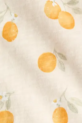 Barboteuse imprimée en coton - Beige clair/citrons