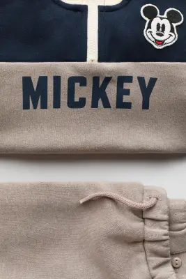 Ensemble 2 pièces en molleton gratté avec motifs - Beige/Mickey