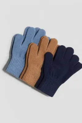 Lot de 3 paires de gants - Bleu/marron