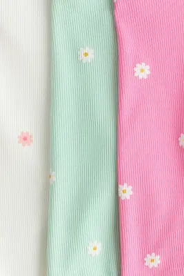 Lot de 3 shorts cycliste côtelés - Rose/fleuri
