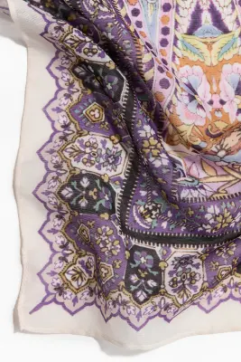 Foulard à motif - Violet/motif cachemire