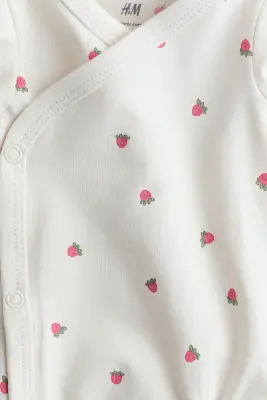 Lot de 5 bodies croisés - Crème/fraises