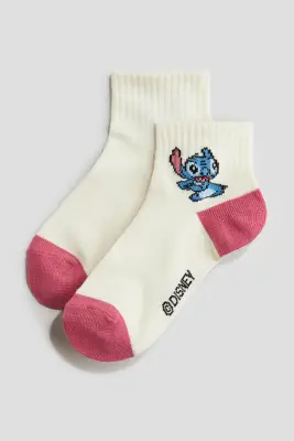 Lot de 5 paires de socquettes - Blanc/Lilo et Stitch