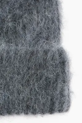 Bonnet en maille côtelée d'alpaga mélangé - Gris foncé