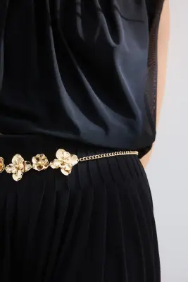 Chaîne de taille avec détails fleuris - Doré