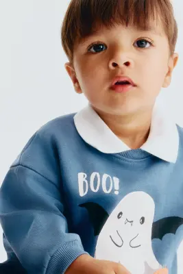 Sweat imprimé - Bleu ancien clair/Boo!