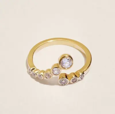 Nouveau ! UCCIANI Bague Spirale Topaze Blanche