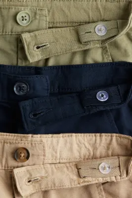 Lot de 3 chinos en twill de coton - Bleu marine/beige/vert kaki