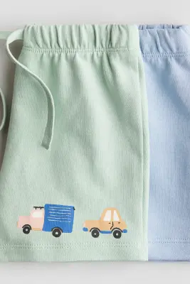 Lot de 2 shorts en coton - Vert clair/véhicules