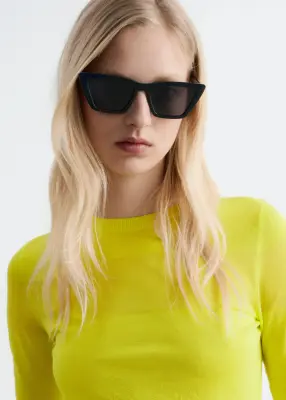 Lunettes de soleil œil de chat angulaires - Noir