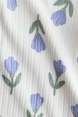 Ensemble imprimé 2 pièces en coton - Blanc/fleuri
