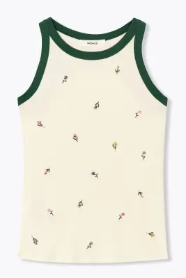 Débardeur brodé de fleurs
