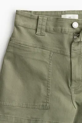 Short cargo en twill - Vert kaki