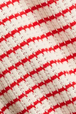 Top en pointelle de coton - Blanc/rayures rouges