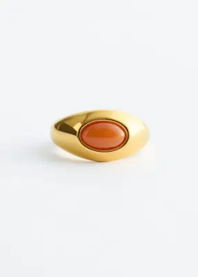 Bague ornée d'une aventurine - Doré
