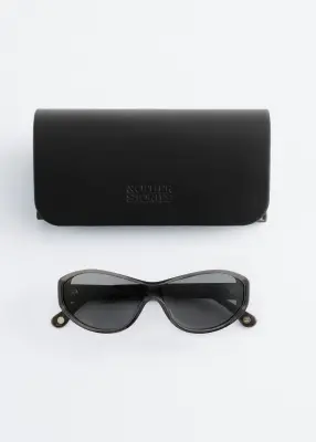 Lunettes de soleil ovales en acétate - Gris