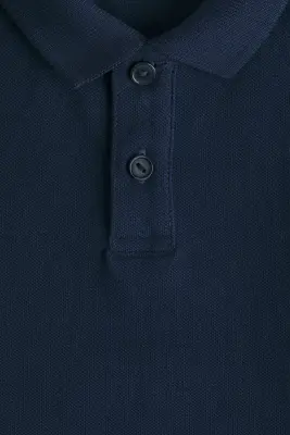 Polo en piqué de coton - Bleu marine