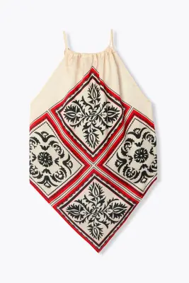 Top foulard en satin imprimé