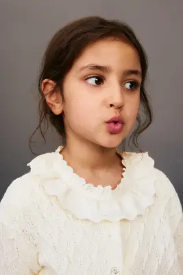 Gilet en maille pointelle de coton - Crème