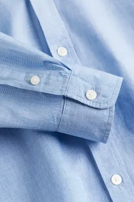 Chemise à manches longues en coton - Bleu clair