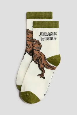 Lot de 5 paires de chaussettes à motif - Vert kaki/Jurassic World