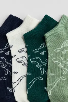 Lot de 7 paires de chaussettes invisibles - Vert foncé/dinosaures