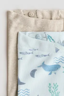 Lot de 2 shorts en jersey de coton - Bleu clair/baleines