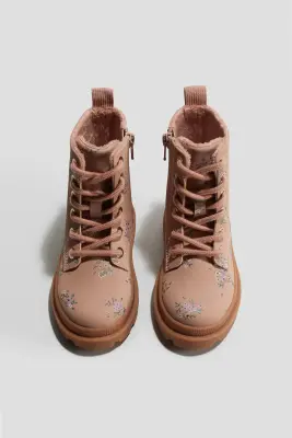 Bottines à lacets - Rose ancien/fleuri