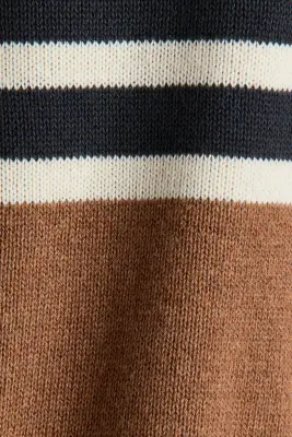 Pull en maille de coton jacquard - Crème/color block