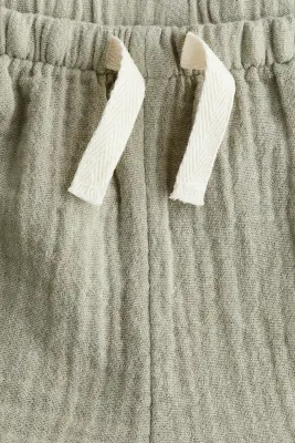 Short en mousseline de coton - Vert kaki