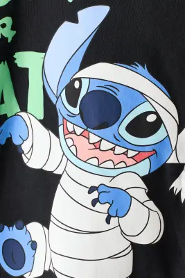 T-shirt imprimé avec manches longues - Noir/Lilo et Stitch