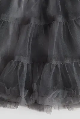 Robe en velours avec jupe en tulle - Gris